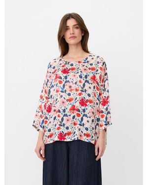 Masai Round-Neck Relaxed Tunic Blouse - Red