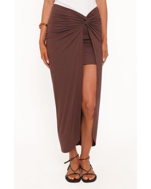 Petal & Pup Cassandra Sarong Midi Skirt - Brown