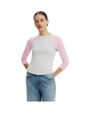 Cotton On 90S Baby Raglan 3/4 Tee - Gray