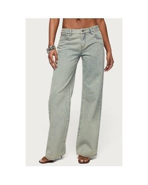 Edikted Magda Acid Wash Wide Leg Jeans - Gray