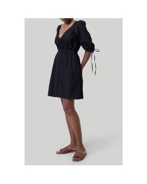 REISTOR Gathered Elbow Sleeve Short Dress - Blue