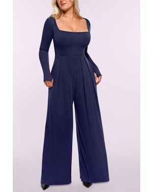 Shapellx Airslim Square Neckline Built-In Shaping Jumpsuit - Blue