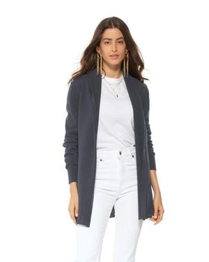 Monticelli Cashmere Long Open Front Pure Cashmere Cardigan - Blue
