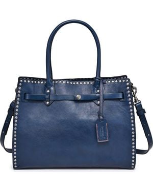 Old Trend Westland Genuine Leather Textured Heritage Tote - Blue