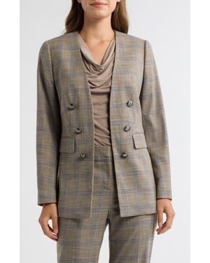 Anne Klein Faux Double Breasted Blazer - Gray