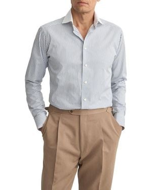 Eton Slim Fit Stripe Twill Cotton Dress Shirt - Gray