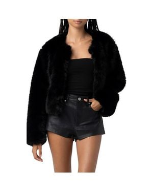 Blank NYC Faux Fur Crop Jacket - Black