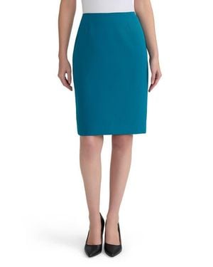 Kasper Zip Back Slim Skirt - Blue