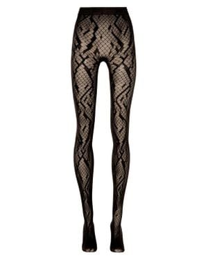 Wolford Python Print Net Tights - Black