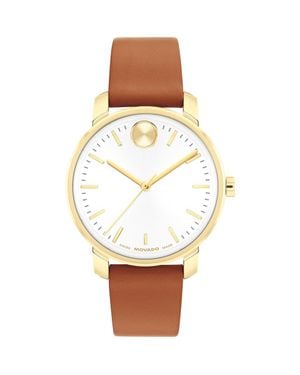 Movado Bold Access Leather Strap Watch, 34Mm - White