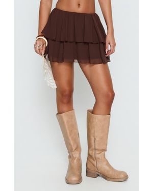 Princess Polly Ackee Tiered Mini Skort - Brown