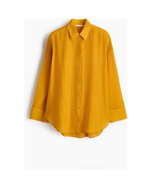 H&M Oversized Crinkled Shirt - Yellow