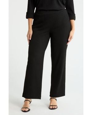 Anne Klein Ridge Knit Pull-On Wide Leg Pants - Black