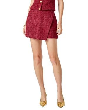 Endless Rose Tweed Faux Wrap Miniskirt - Red