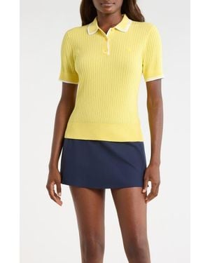 G/FORE Cotton Blend Rib Knit Polo - Blue