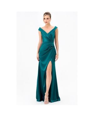 Bariano Aliana Off Shoulder Gown - Blue