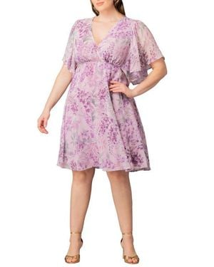 Kiyonna Florence Flutter Sleeve Dress - Pink