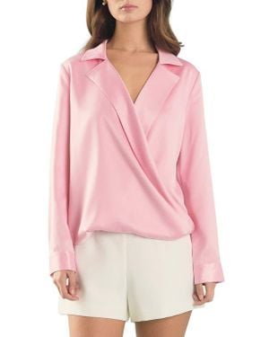 Endless Rose Satin Wrap Shirt - Pink