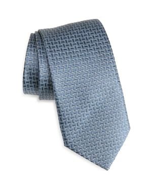 Canali Geometric Silk Tie - Blue