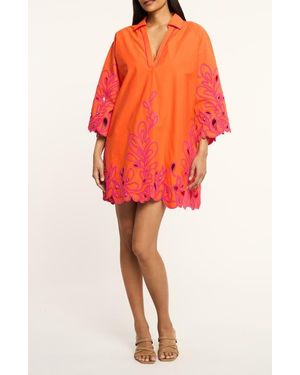 Cinq À Sept Embroidered Paisley Bloom Cotton Minidress - Orange
