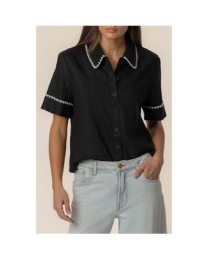 Kut From The Kloth Marisol Linen Blend Button-Up Shirt - Black