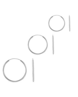 Donatello Gian 3 Pack Sterling Delicate Endless Hoops - Metallic
