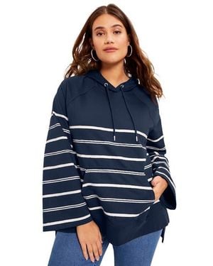 June + Vie Bell-Sleeve French Terry Sweatshirt - Blue