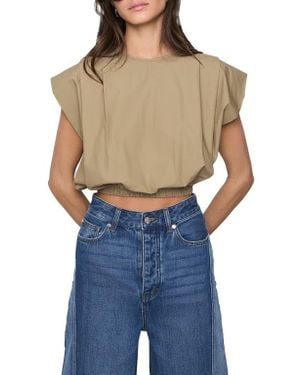 Rebecca Minkoff Holly Pleated Poplin Crop Top - Blue