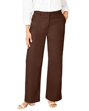 Jessica London Stretch Cotton Chino Wide-Leg Trouser - Brown