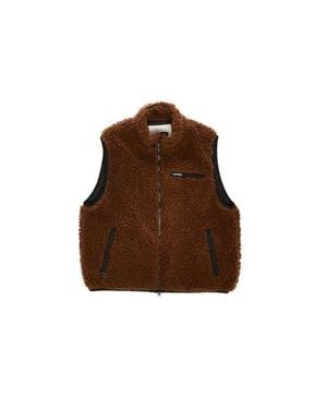 vowels Fleece Vest - Brown