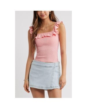 BP. Smocked Ruffle Trim Tank - Purple