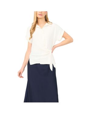 Halogen® Asymmetric Tie Front Shirt - Blue