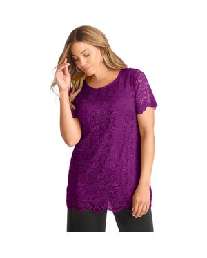 Jessica London Stretch Lace Tunic - Purple