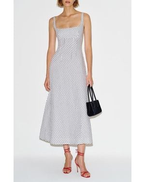 Reformation Sabine Polka Dot Linen Dress - White