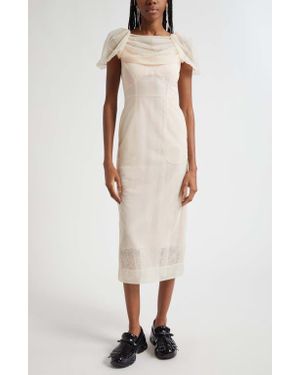 Simone Rocha Sheer Sculpted Gathered Bust Dress - White