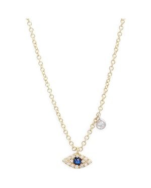 Meira T Evil Eye Diamond & Sapphire Pendant Necklace - Metallic
