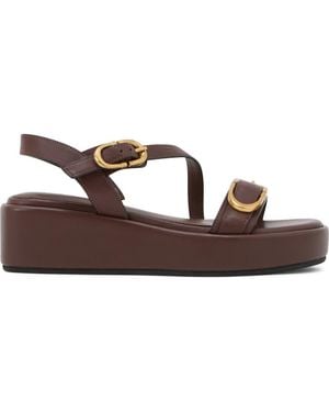 Reiss Nyla Slingback Platform Wedge Sandal - Brown