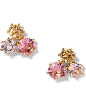 Nadri Natural Beauty Trio Crystal Stud Earrings - Pink