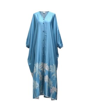 Flaunt Archive Azure Palm Print Caftan - Blue
