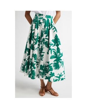 【送料&関税込】Max Mara Studio Idoneo Skirt Women's cotton skirt Idoneo 2516101062600 White-Green