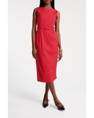 Frances Valentine Audrey Belted Midi Dress - Red