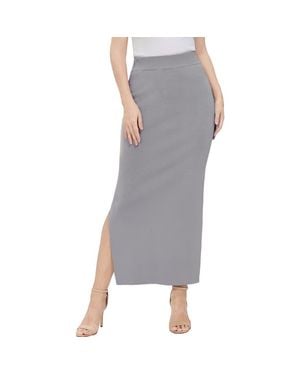 Kimi + Kai Side Slit Knit Maxi Skirt - Gray