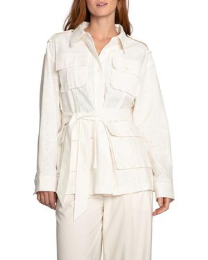 Belle & Bloom Still Storm Belted Cotton & Linen Jacket - White