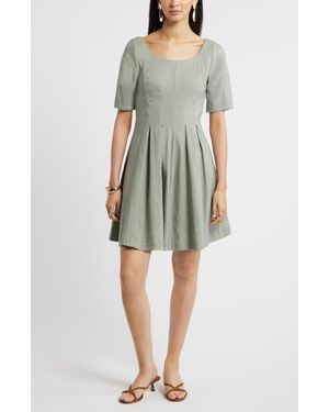 Nordstrom Scoop Neck Linen Blend Dress - Gray