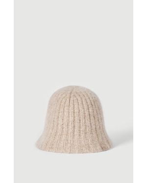 Brunello Cucinelli Cashmere Diamond Yarn Rib Knit Bucket Hat - Natural