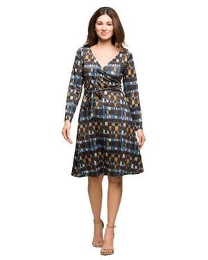 24seven Comfort Apparel Long Sleeve Wrap Dress With Belt - Black
