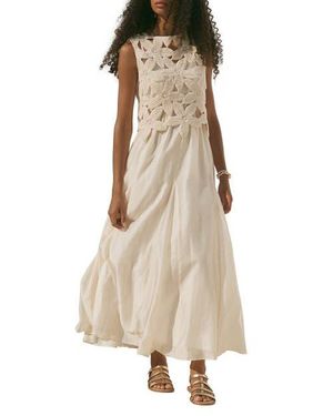 Mint Velvet Cotton Blend Sleeveless Crochet Maxi Dress - Natural