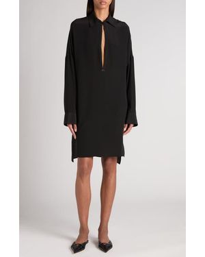 Tom Ford Long Sleeve Silk Crêpe De Chine Tunic Dress - Black