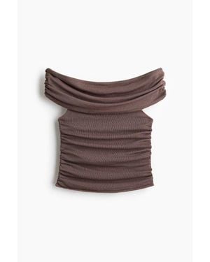 H&M Draped Off-The-Shoulder Top - Brown
