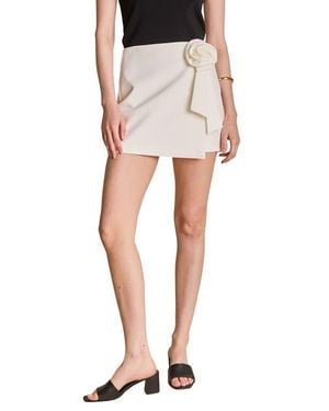 Endless Rose Rosette Faux Wrap Miniskirt - White